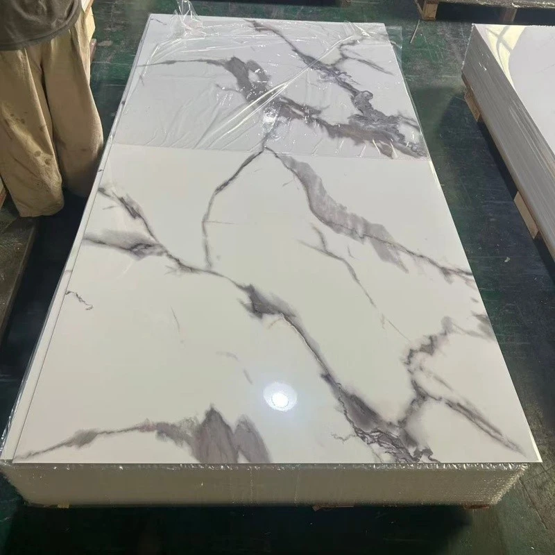 Villa Interior High Gloss UV Marble Wall Panel, Stone Plastic UV Board For Feature Wall high quality