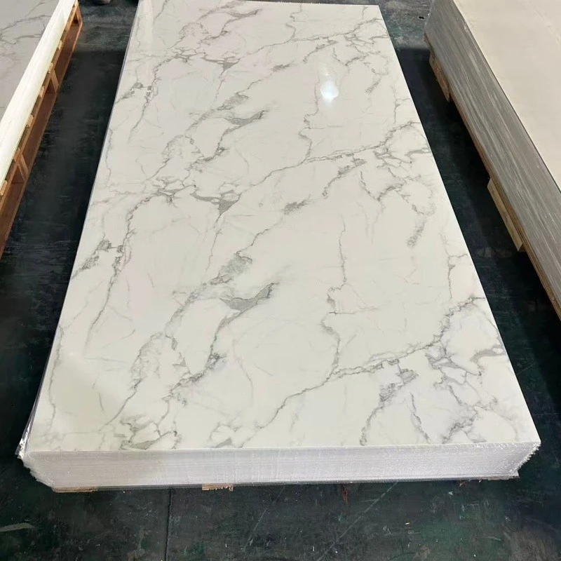 Villa Interior High Gloss UV Marble Wall Panel, Stone Plastic UV Board For Feature Wall factory